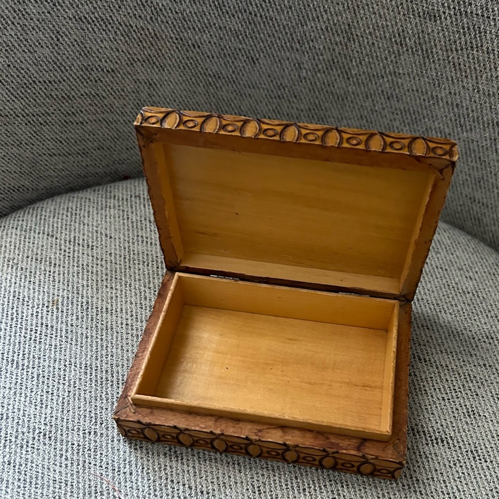 Vintage wood micro mosaic trinket box retro decor boho real wood geometric - Picture 5 of 6